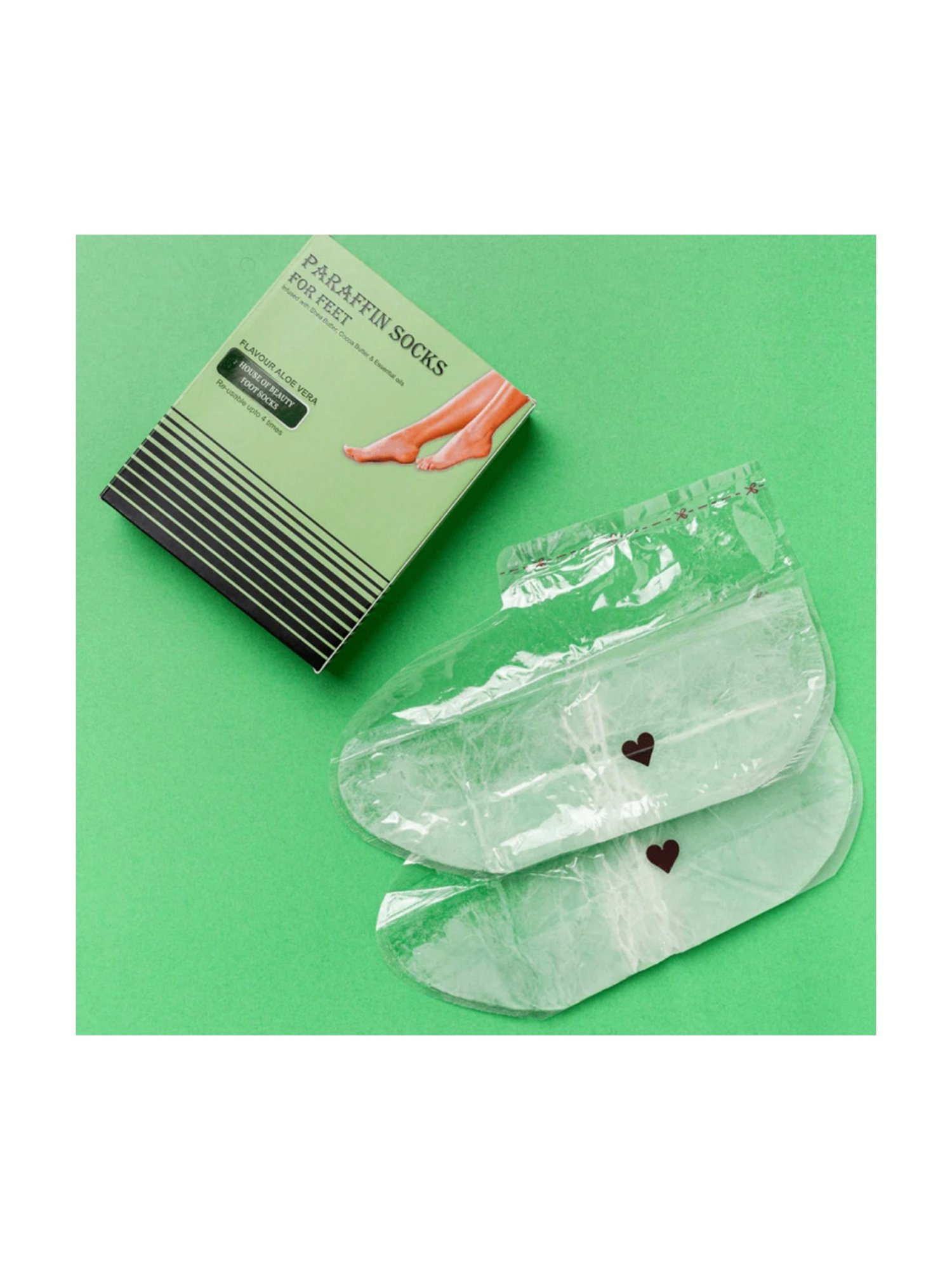 House of Beauty 4 Times Reusable Aloe Vera Paraffin Foot Socks - 1 Pair - 235 gm