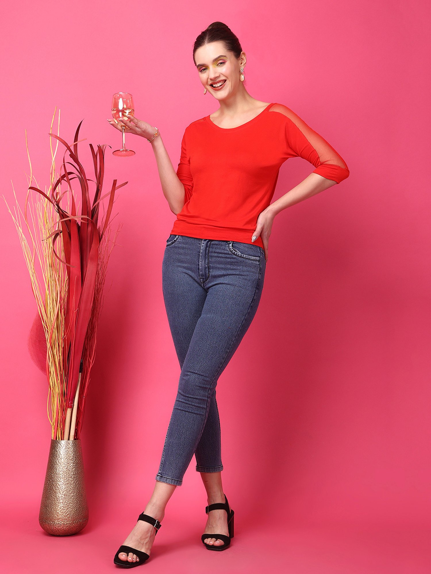 Scorpius Red Slim Fit Crop Top