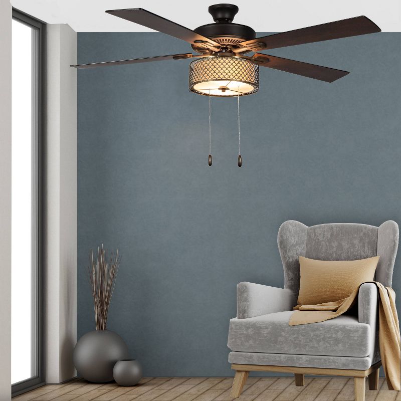 52" LED 5-Blade Bronzed Wave Lighted Ceiling Fan - River of Goods