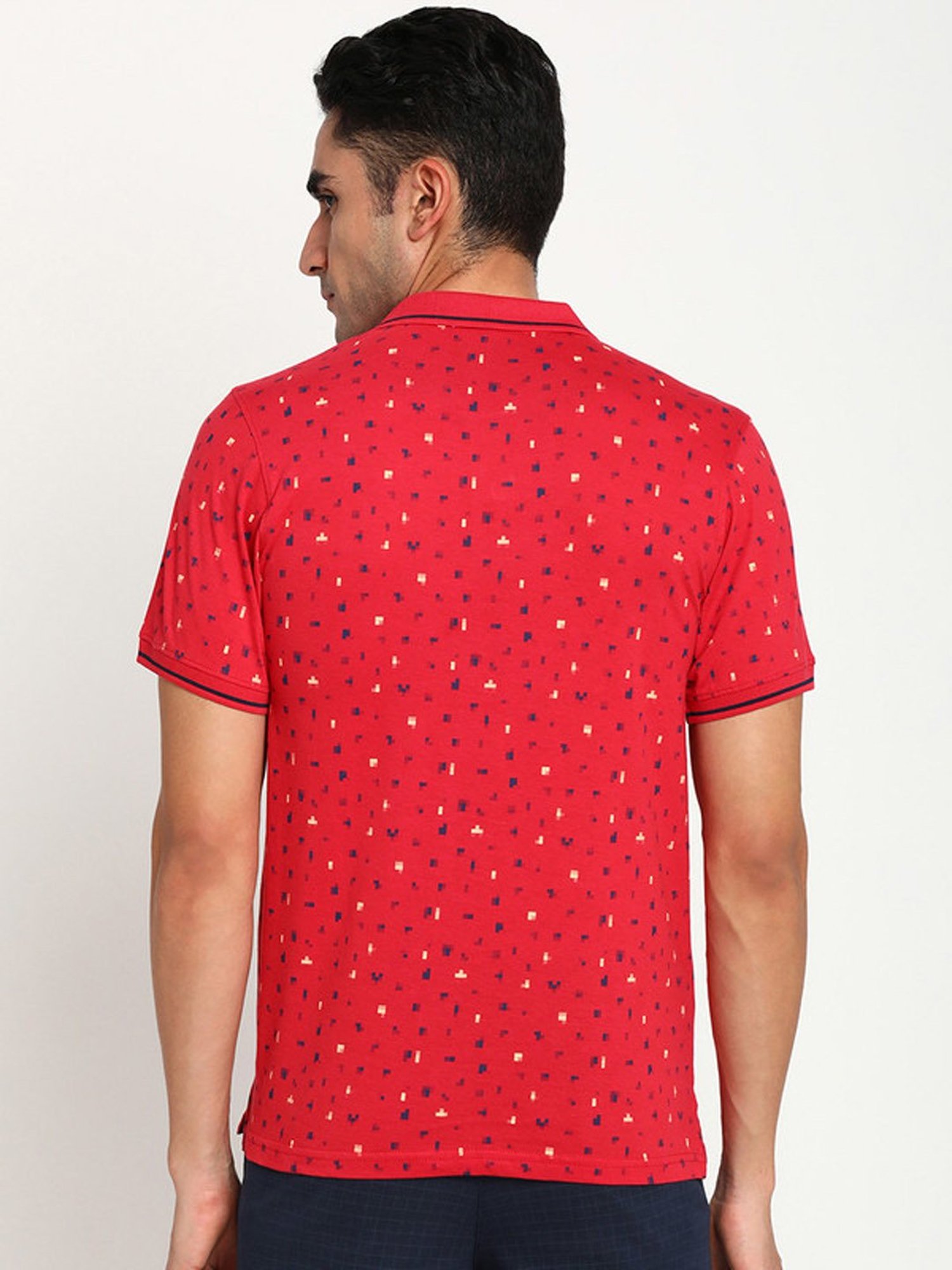Turtle Red Slim Fit Printed Polo T-Shirt
