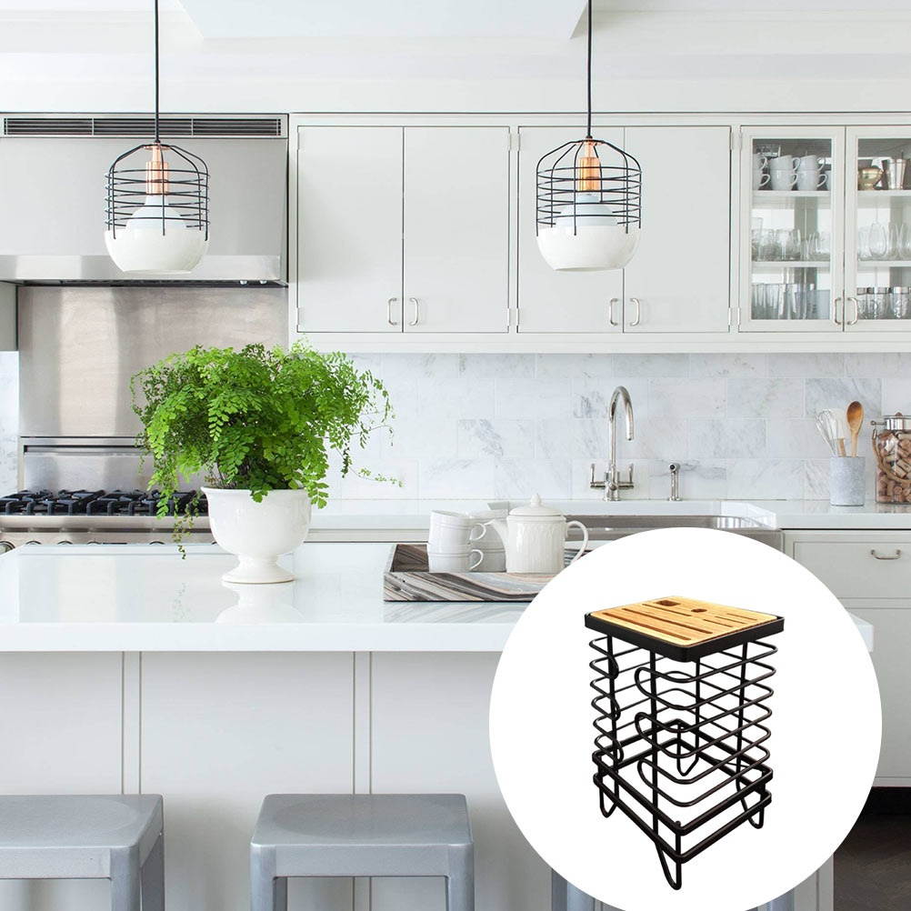 1Pc Iron Cutting Tool Rack Multifunctional Cutlery Organizer Kitchen Shelf