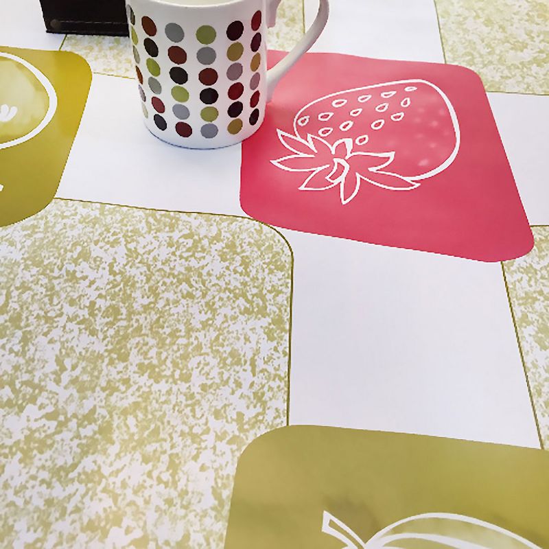 55"x40" Rectangle PVC Water Oil Resistant Dining Tablecloths Strawberry in Grid - PiccoCasa