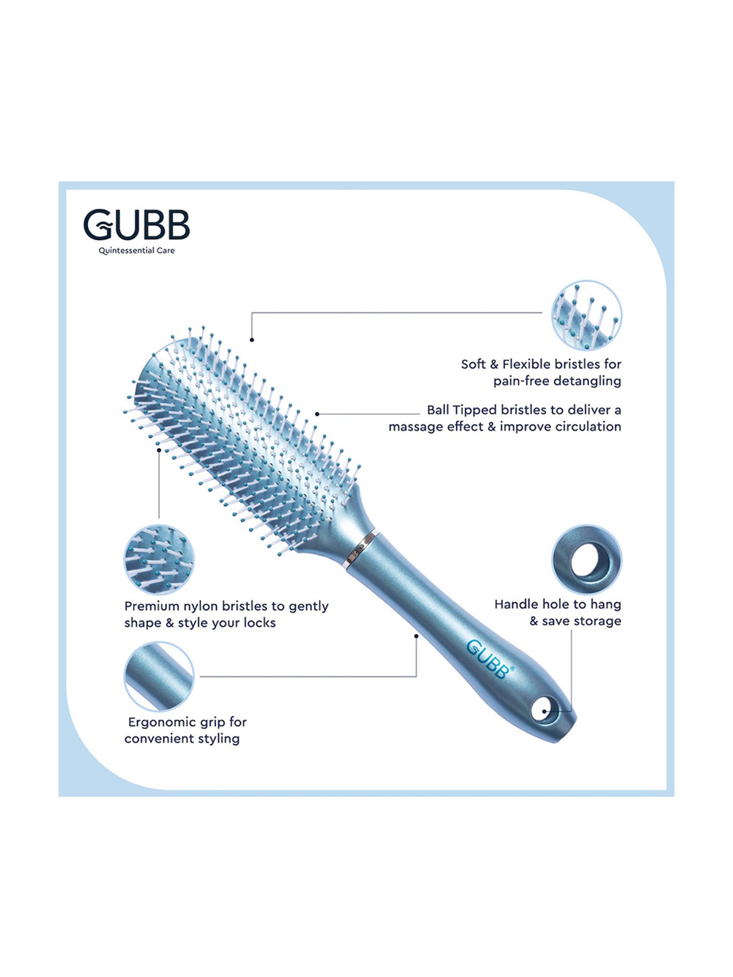 GUBB Styling Brush for Hair Styling, Flat Hair Brush - Styler Range