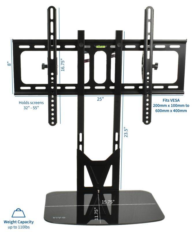 VIVO Black 32" to 55" Flat Screen TV Wall Mount | Fixed Tilt & Entertainment Shelf Floating AV, DVD Shelves (MOUNT-VW11)