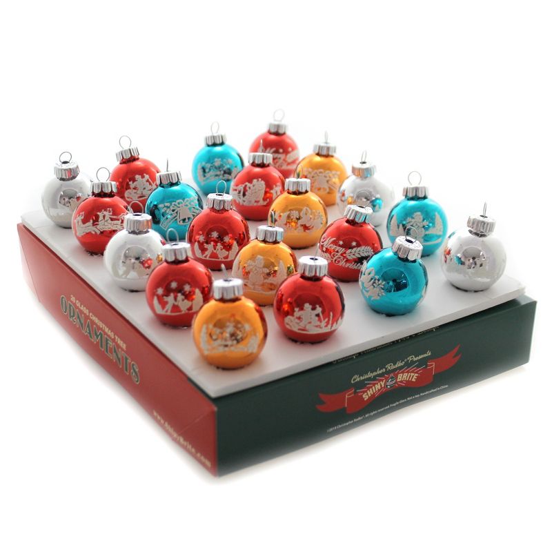 Shiny Brite 1.25" 1.25 Nh Flocked Rounds Set/20 Ornament Nostalgic Holiday 2019  -  Tree Ornaments