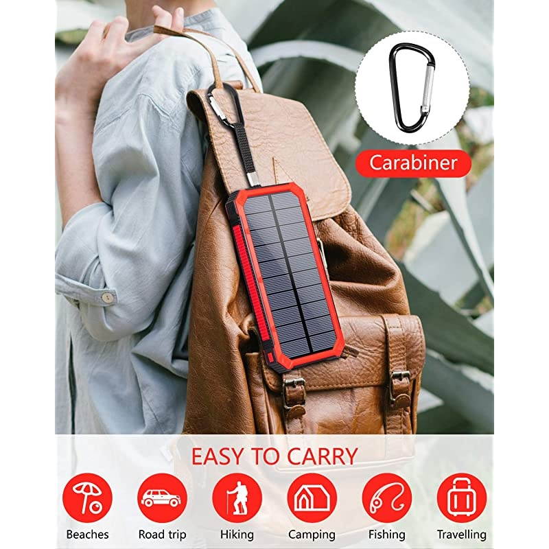 Portable Power Bank 15000mAh  Solar Charger Solar Power Bank Battery Pack HighSpeed Charging Solar Phone Charger for iPhone Samsung and More