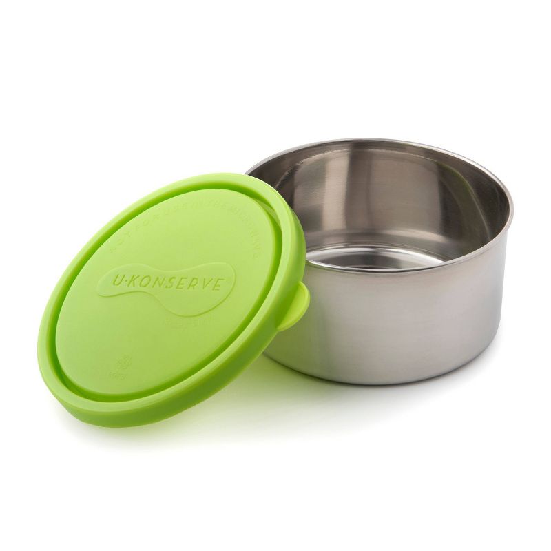 U-Konserve Stainless Steel Food-Storage Container Round 16oz - Lime Plastic Lid