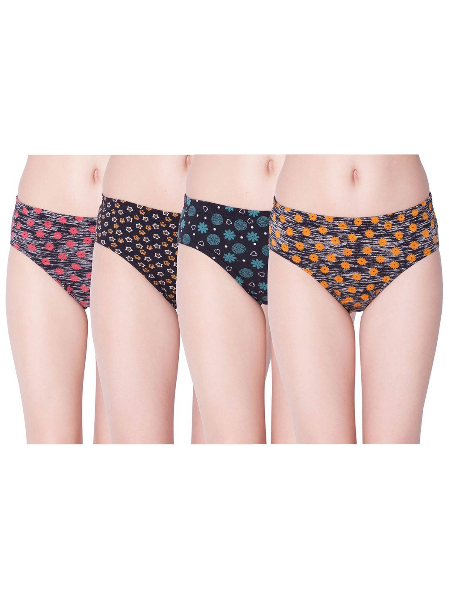 Dollar Missy Multicolor Printed Hipster Panty (Pack  of 4)