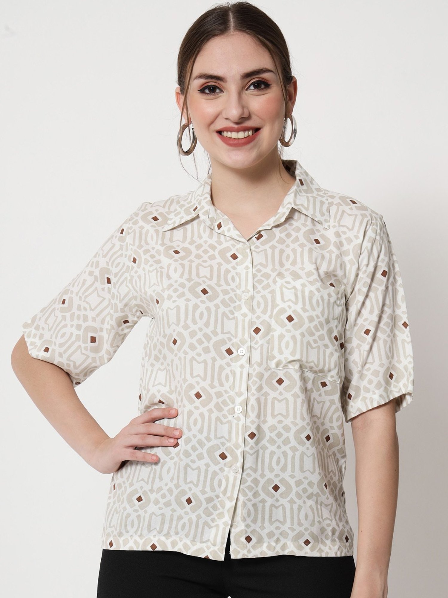 Trend Arrest White Printed Shirt