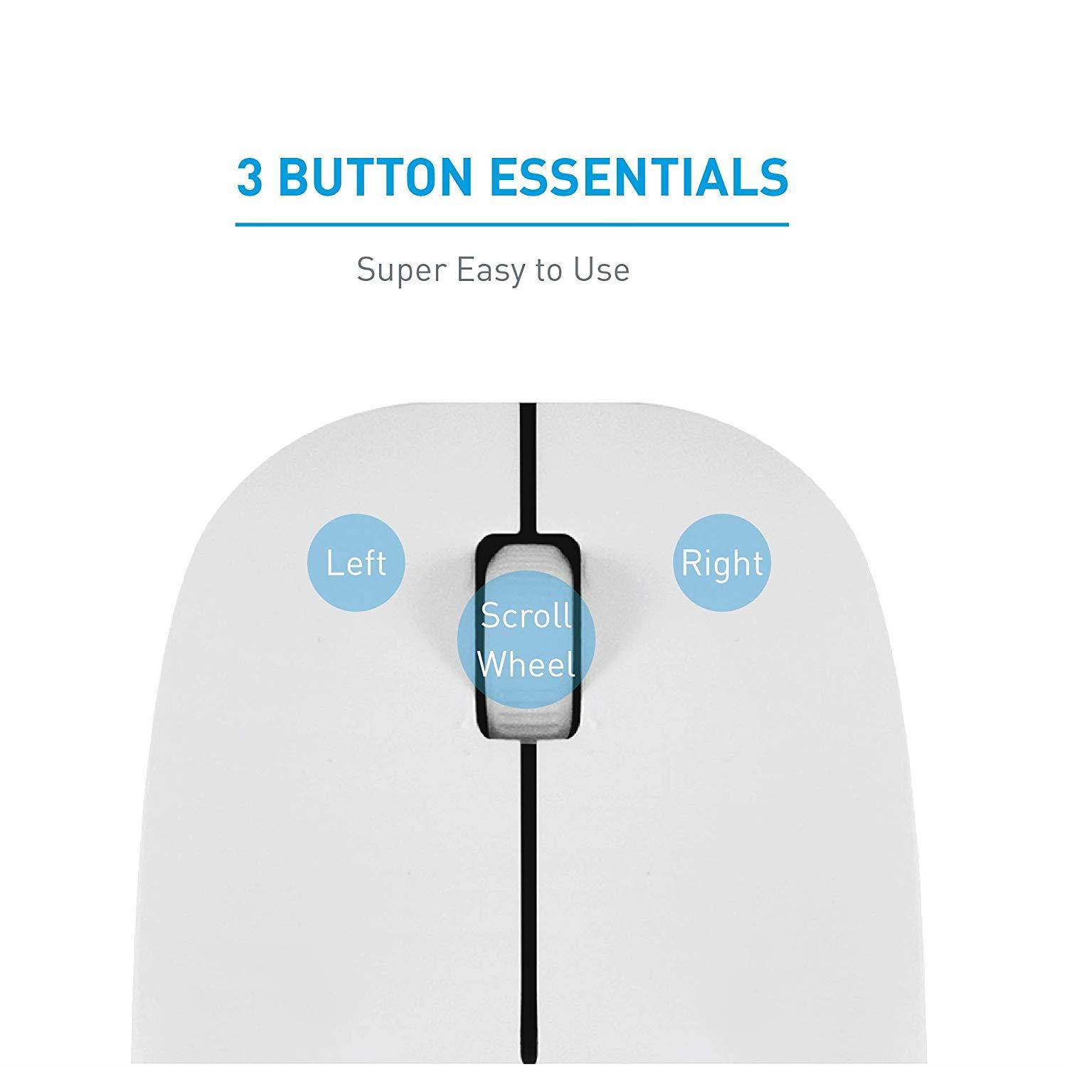 Macally 2.4G Wireless Mouse (Optical) with USB Cordless Mice Receiver - Long Range & Portable - Works with Mac Mini/Apple MacBook Pro/Air or Windows PC Notebook Laptops & Desktop Computers - White