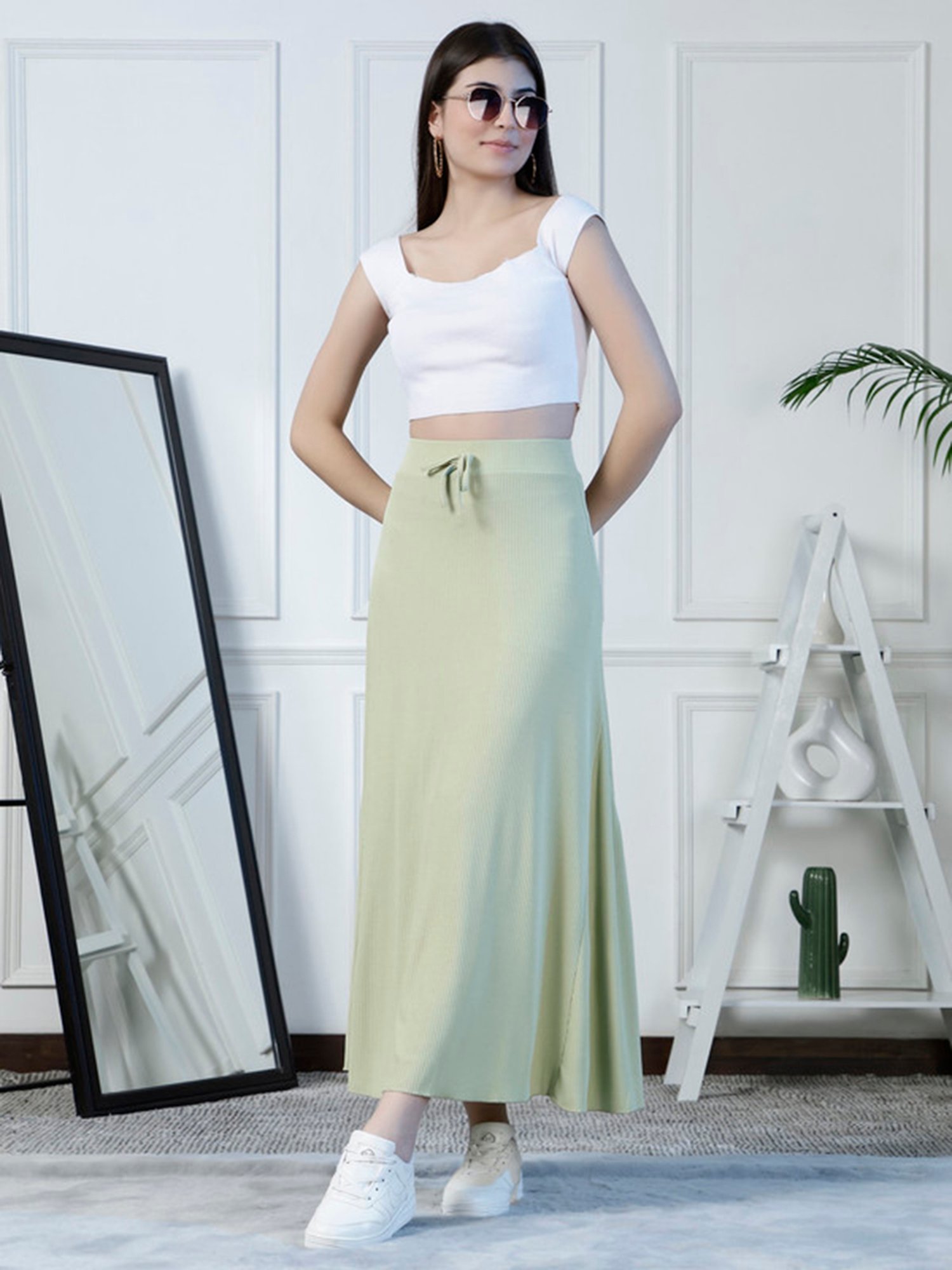 NEUDIS Mint Green Midi Skirt