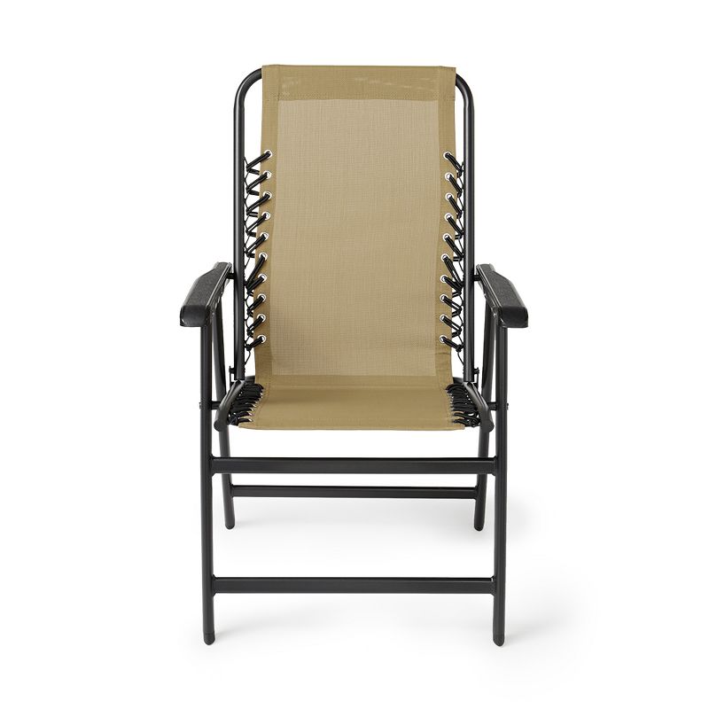 Caravan Canopy Infinity Suspension Steel Frame Folding Chair, Beige (2 Pack)