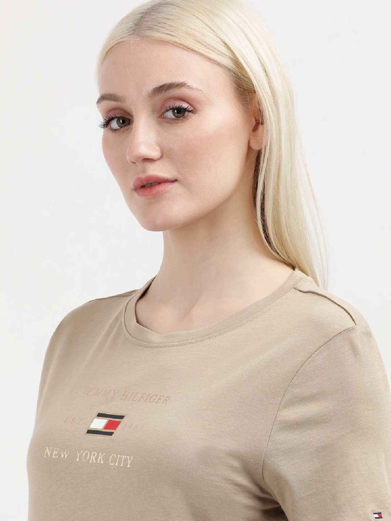 TOMMY HILFIGER Khaki Cotton Printed T-Shirt