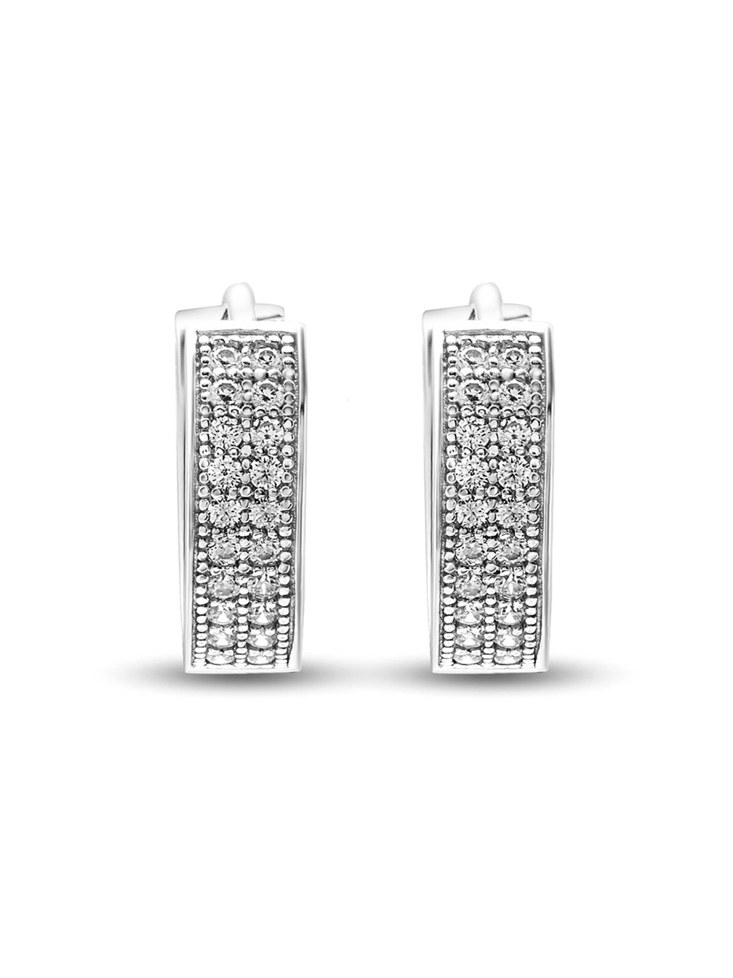 Silberry 92.5 Sterling Silver Tanisha&iquest;s Crystal Huggie Earrings for Women