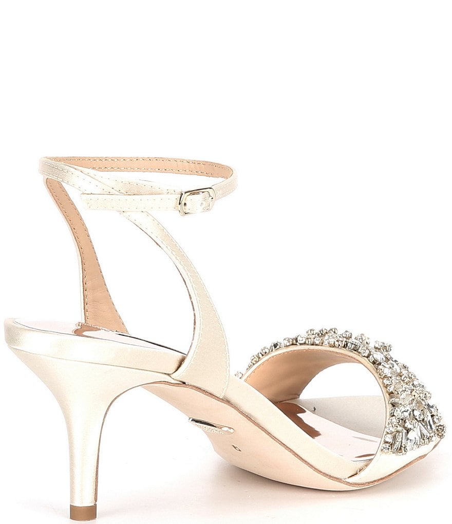 Badgley Mischka Richelle Satin Crystal Embellished Dress Sandals