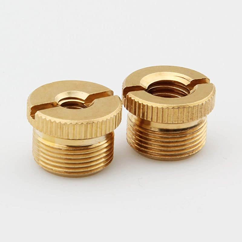 Microphone Stand Adapter 5/8" Male to 1/4" Female, 5/8" Male to 3/8" Female Adapter, Camera Tripod Accessories, 2 Pack(Brass)