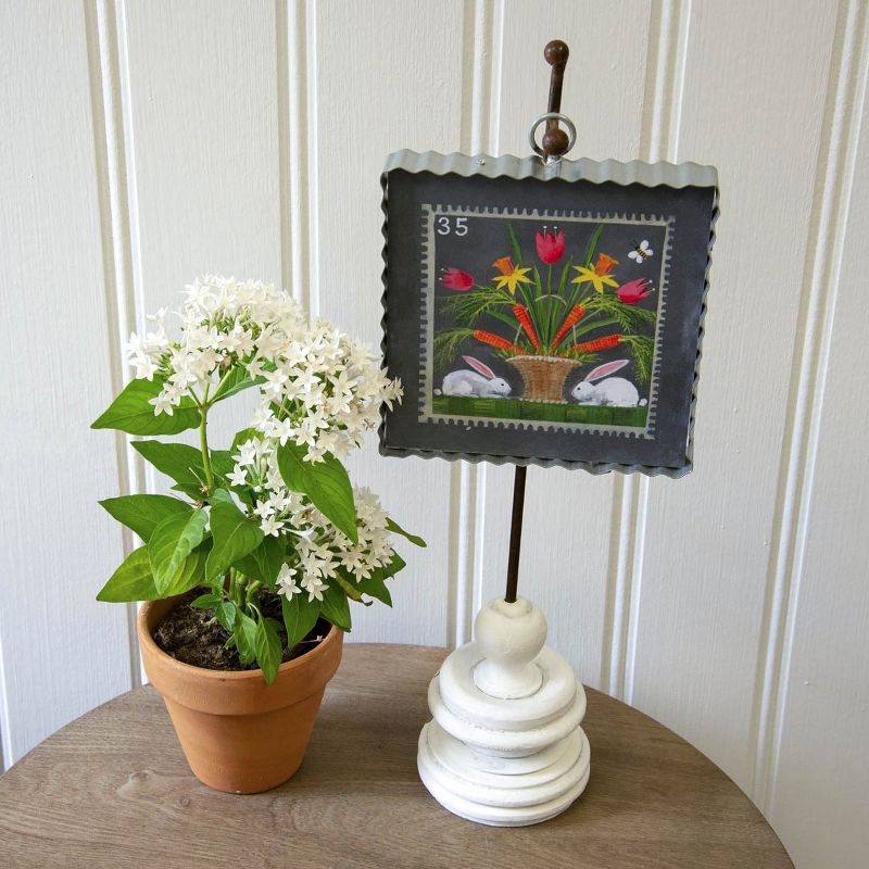 Easter 7.0" Easter Stamp Bunnies Carrots Flowers  -  Wall Sign Panels