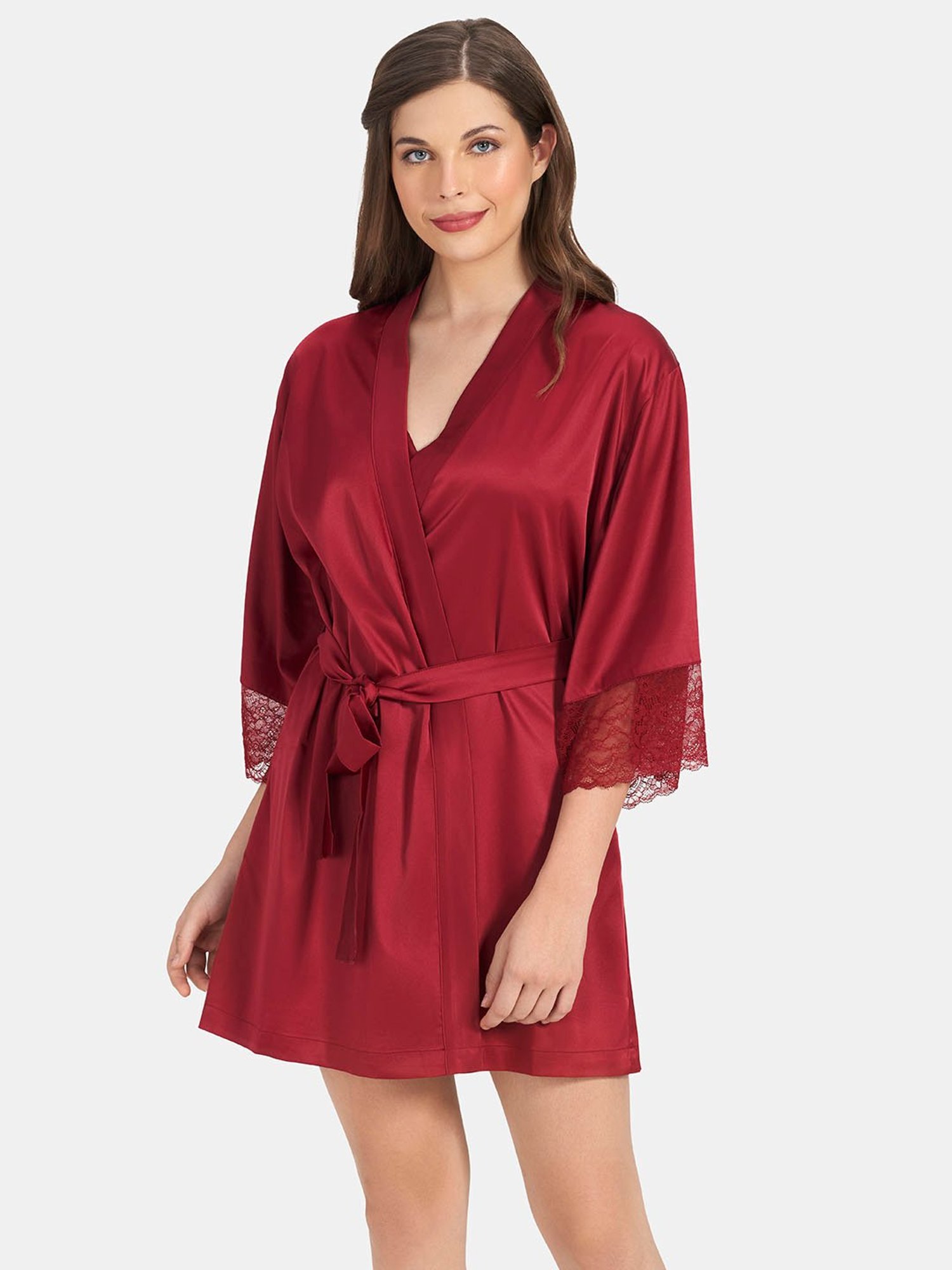 Amante Maroon Short Robe