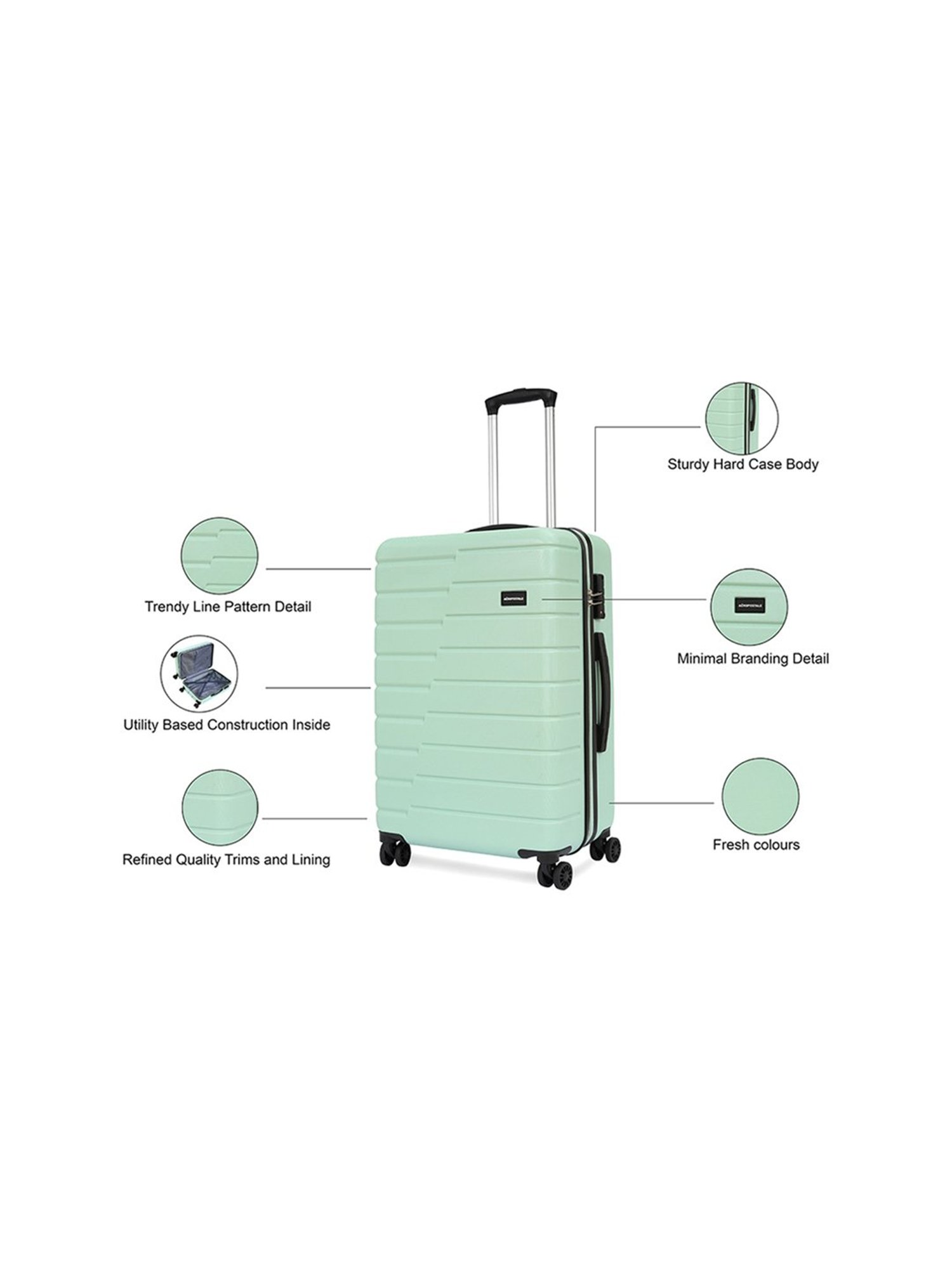 Aeropostale Stout Green Textured Hard Medium Trolley Bag - 27 cm