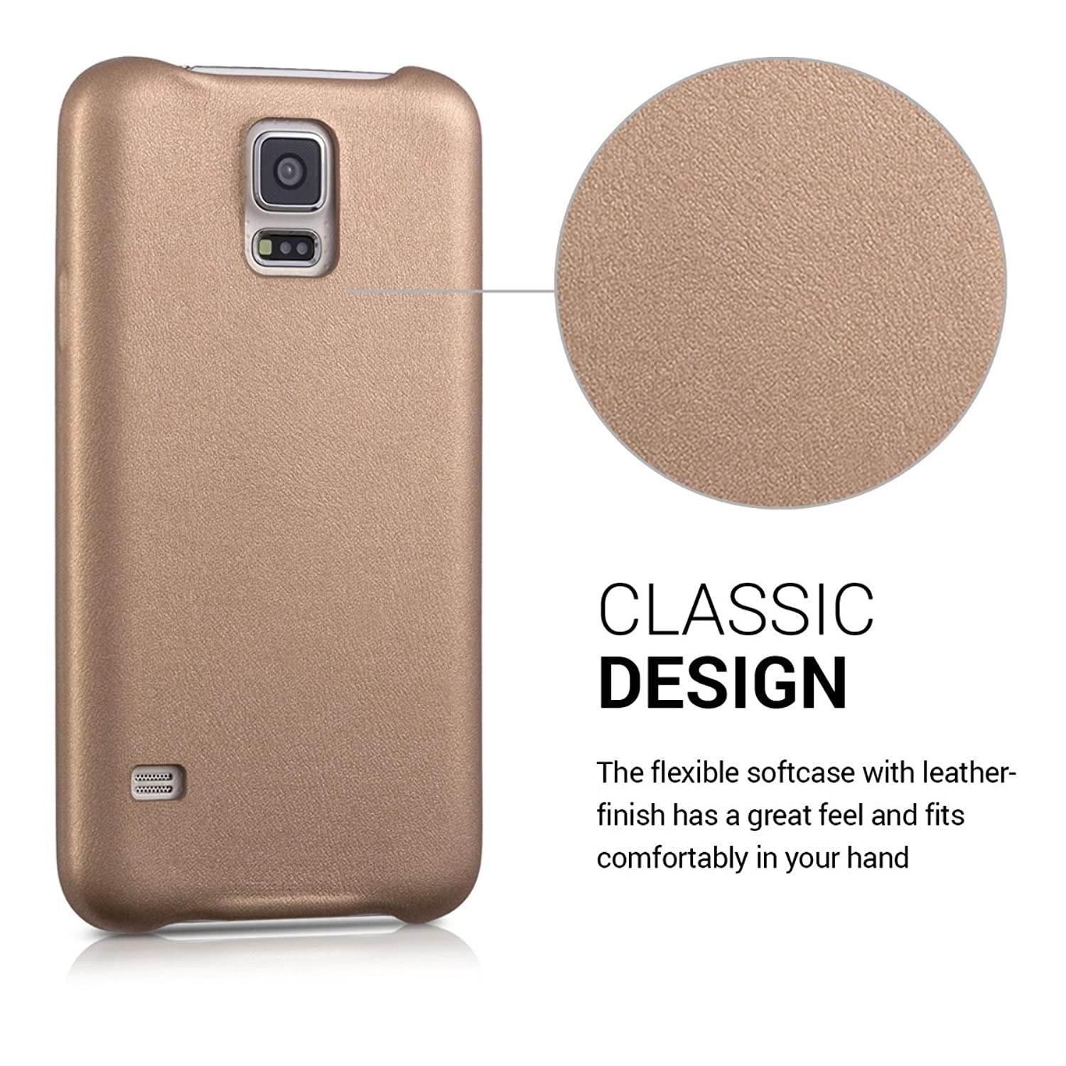 kwmobile Case Compatible with Samsung Galaxy S5 / S5 Neo - Soft Durable Shockproof PU Leather Smartphone Cover - Rose Gold