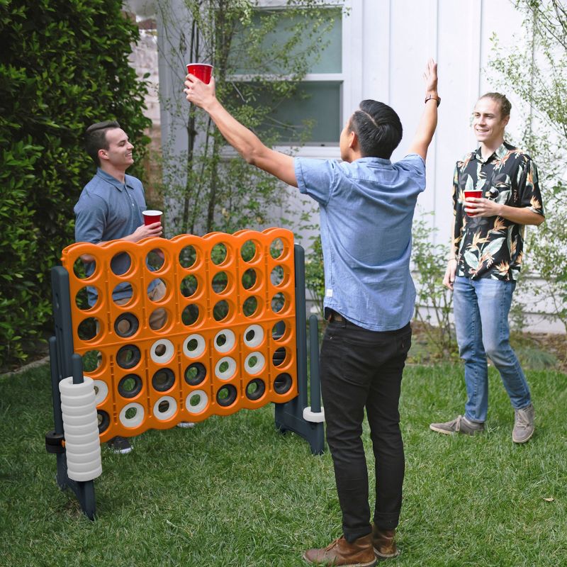 ECR4Kids Jumbo Four-To-Score Giant Game-Indoor/Outdoor 4-In-A-Row Connect - Orange and Grey