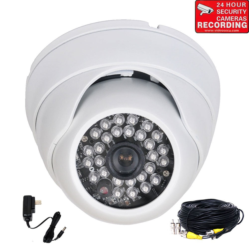 VideoSecu Outdoor Indoor Weatherproof Vandal Proof Security Camera IR Day Night Vision Built-in 1/3" Sony Effio CCD 600TVL High Resolution 3.6mm Wide Angle with Power and Cable WQT