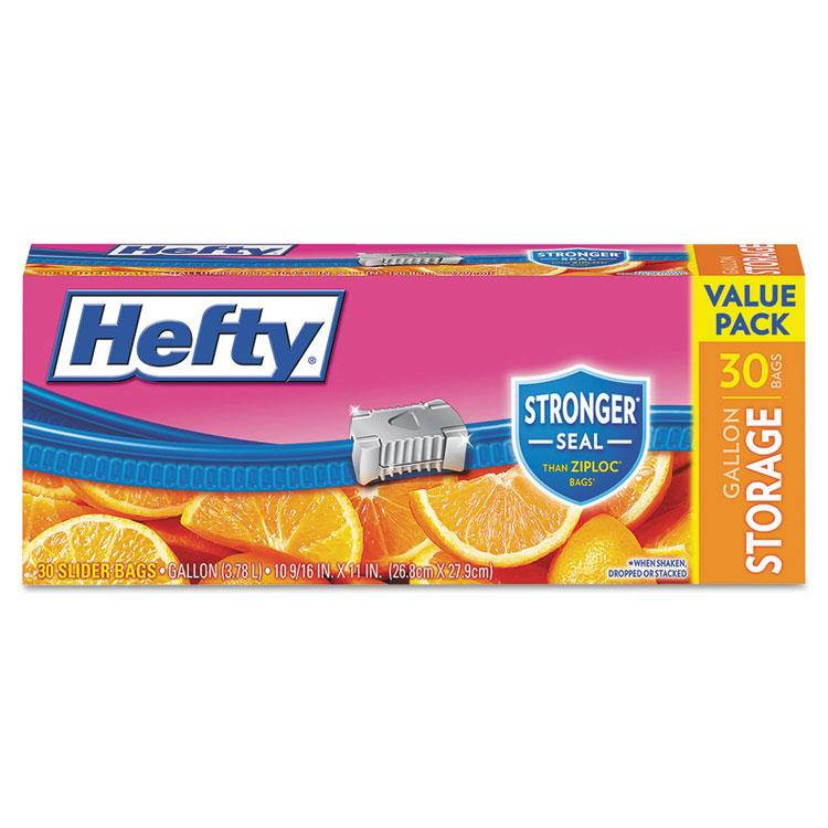 Hefty Slider Bags Storage 1 gal 1.5 mil Clear 30/Box R81430
