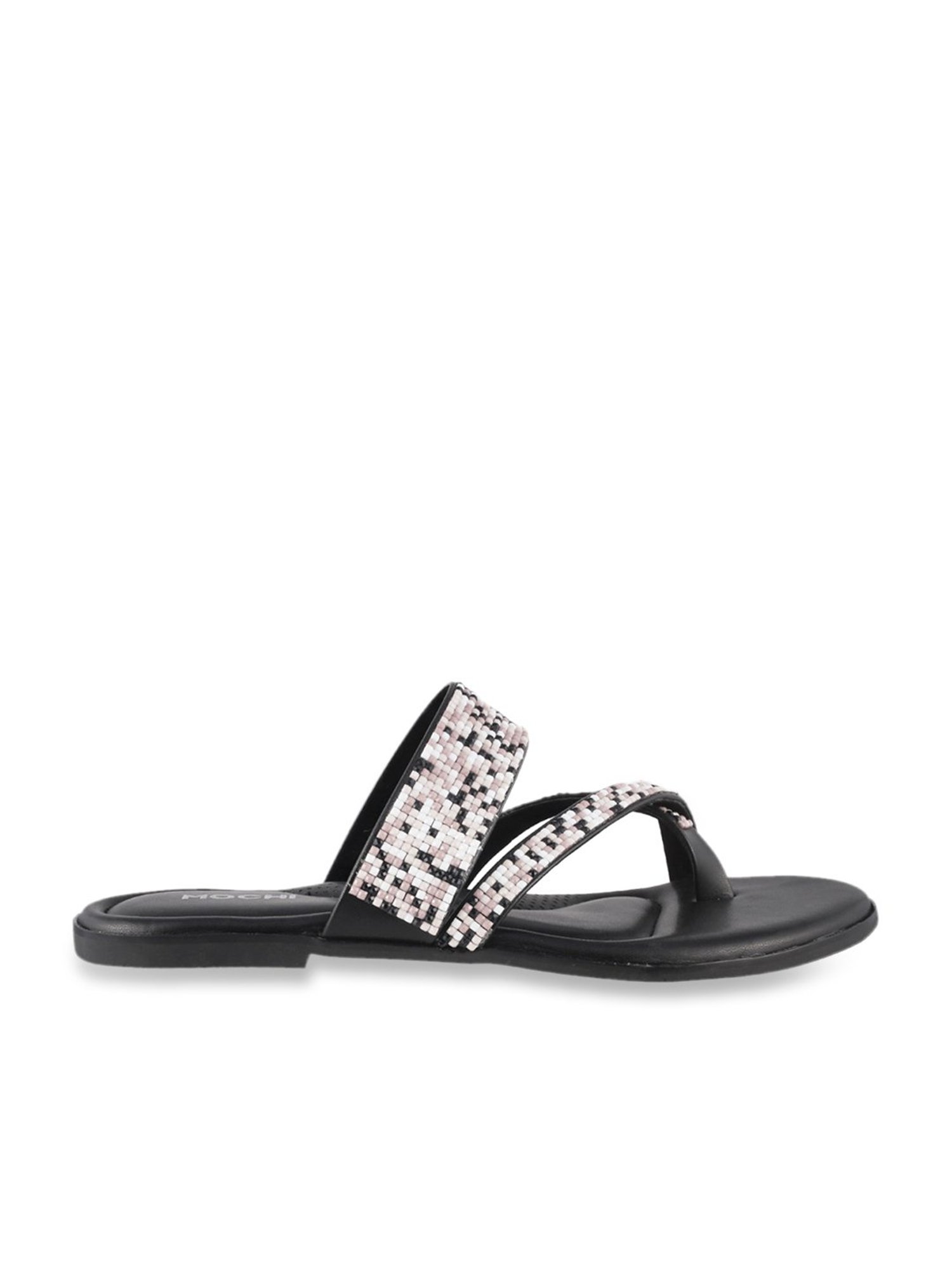 Mochi Women's Black Toe Ring Sandals
