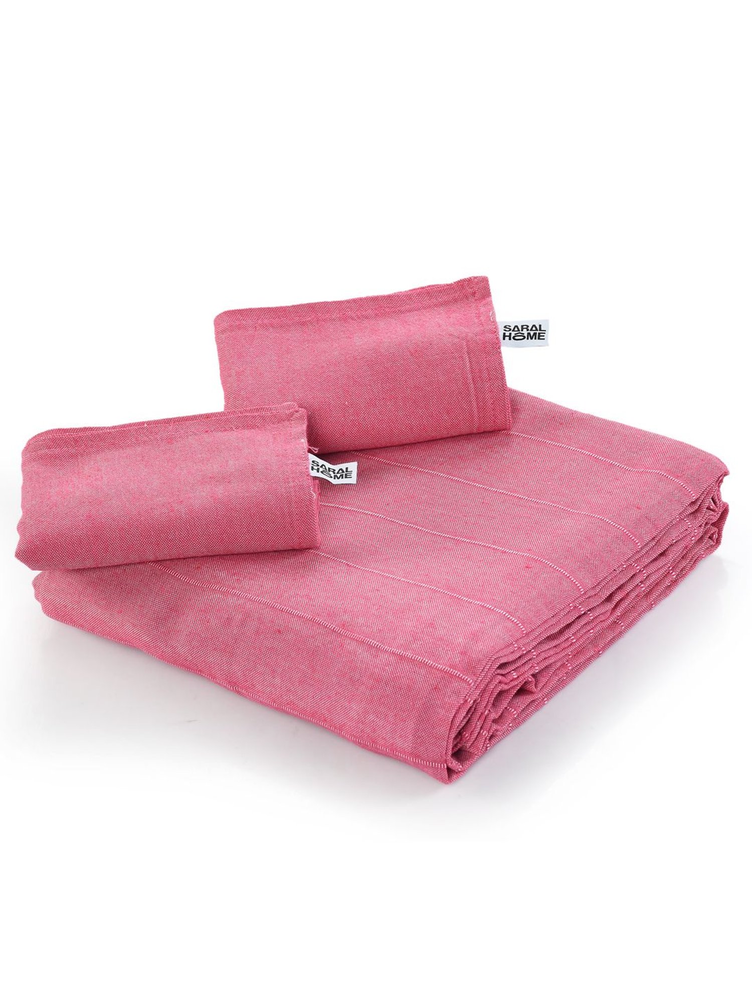 Saral Home Abstract Pink 155 TC Cotton King Sized Bed Sheet with 2 Pillow Covers