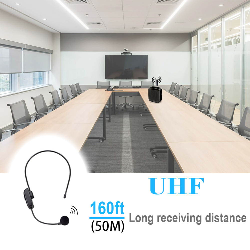 UHF Wireless Microphone Headset,Wireless Mic System, 160ft Range, Headphone Mic, 3.5mm/6.35mm Receiver for Fitness Instructor, Yoga, Speaker, Voice Amplifier, PA System