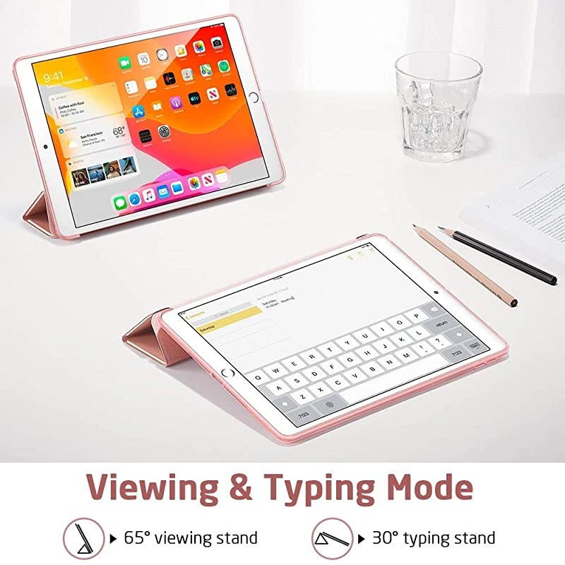 Slim Case for iPad 8th Gen 20207th Gen 2019 Auto SleepWake Cover Flexible Back with ViewingTyping Stand Rebound Series Rose Gold