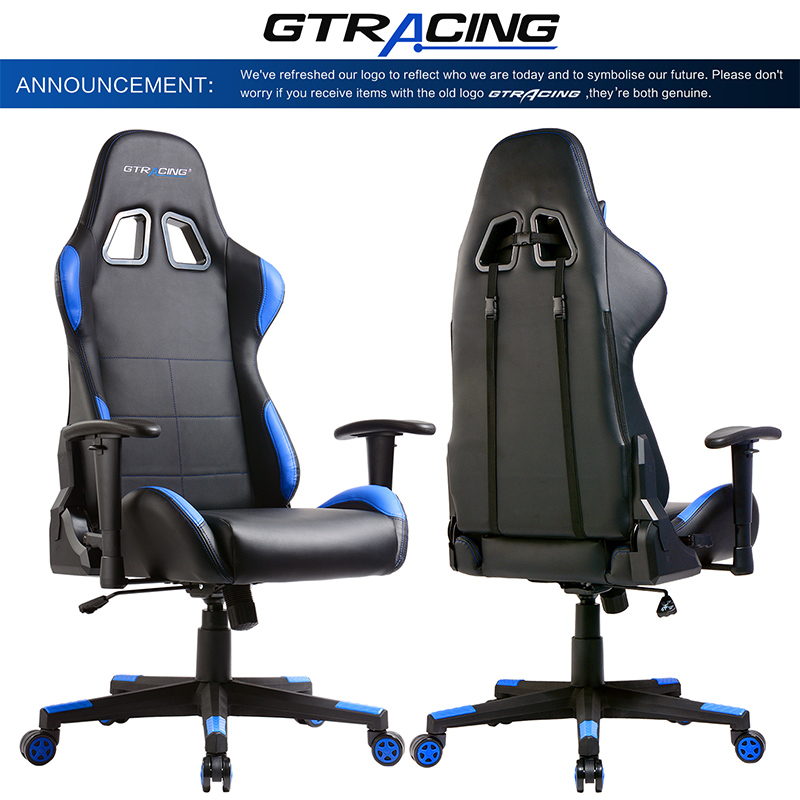 GTRACING Gaming Chair Ergonomic Racing Desk Chair PU Leather High-Back Adjustable Professional E-Sports Chair with Headrest and Lumbar Pillows GTBEE Series