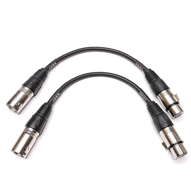 XLR3M To XLR5F DMX512 Adaptor Cable - 3-Pin Male XLR To 5-Pin Female XLR DMX Turnaround 6 Inches - 2 Pack