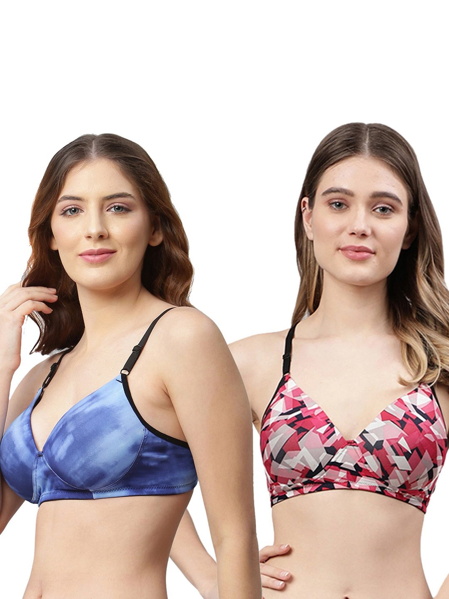 Cukoo Multicolor Printed Full Coverage Non-Wired Bra - Pack of 2