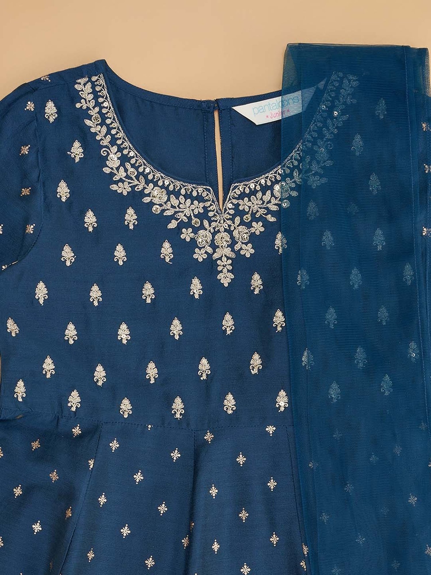 Akkriti by Pantaloons Kids Navy Embroidered Kurta Set