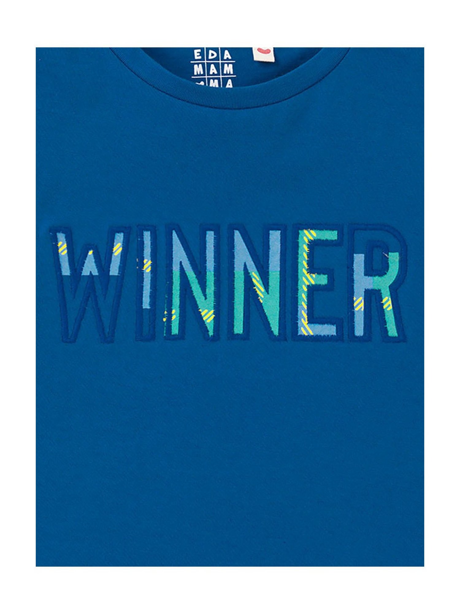 Ed-a-Mamma Kids Dark Blue Embroidered T-Shirt