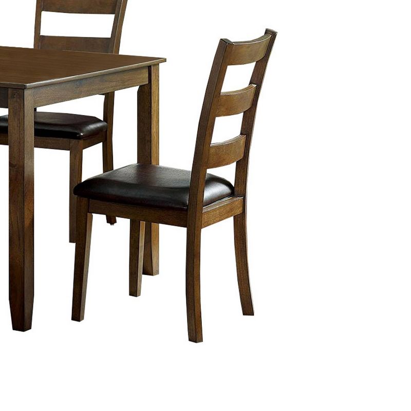 5pc Dining Table Set with Leatherette Seating Brown - Benzara