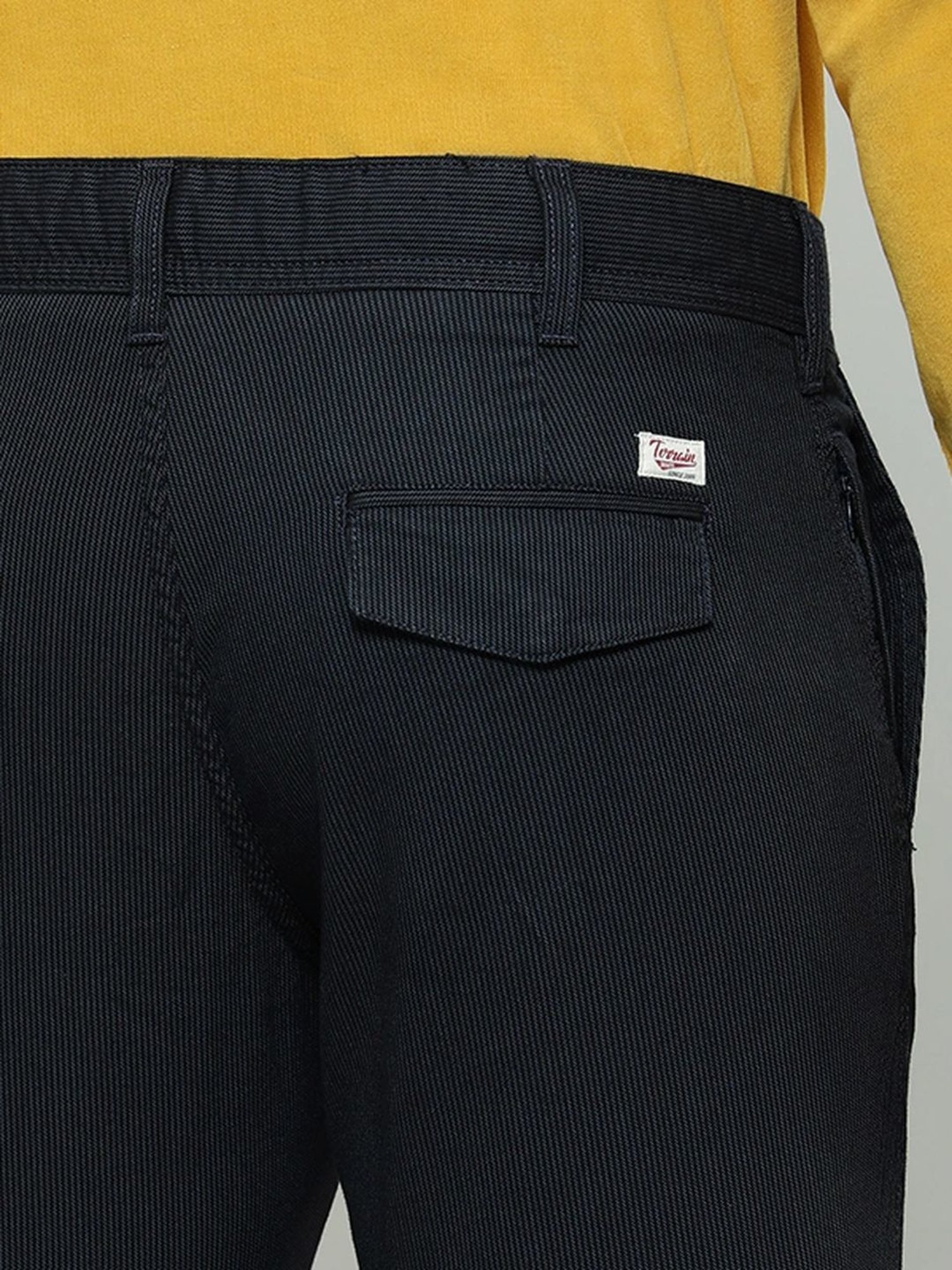 Indian Terrain Gasoline Slim Fit Texture Trousers