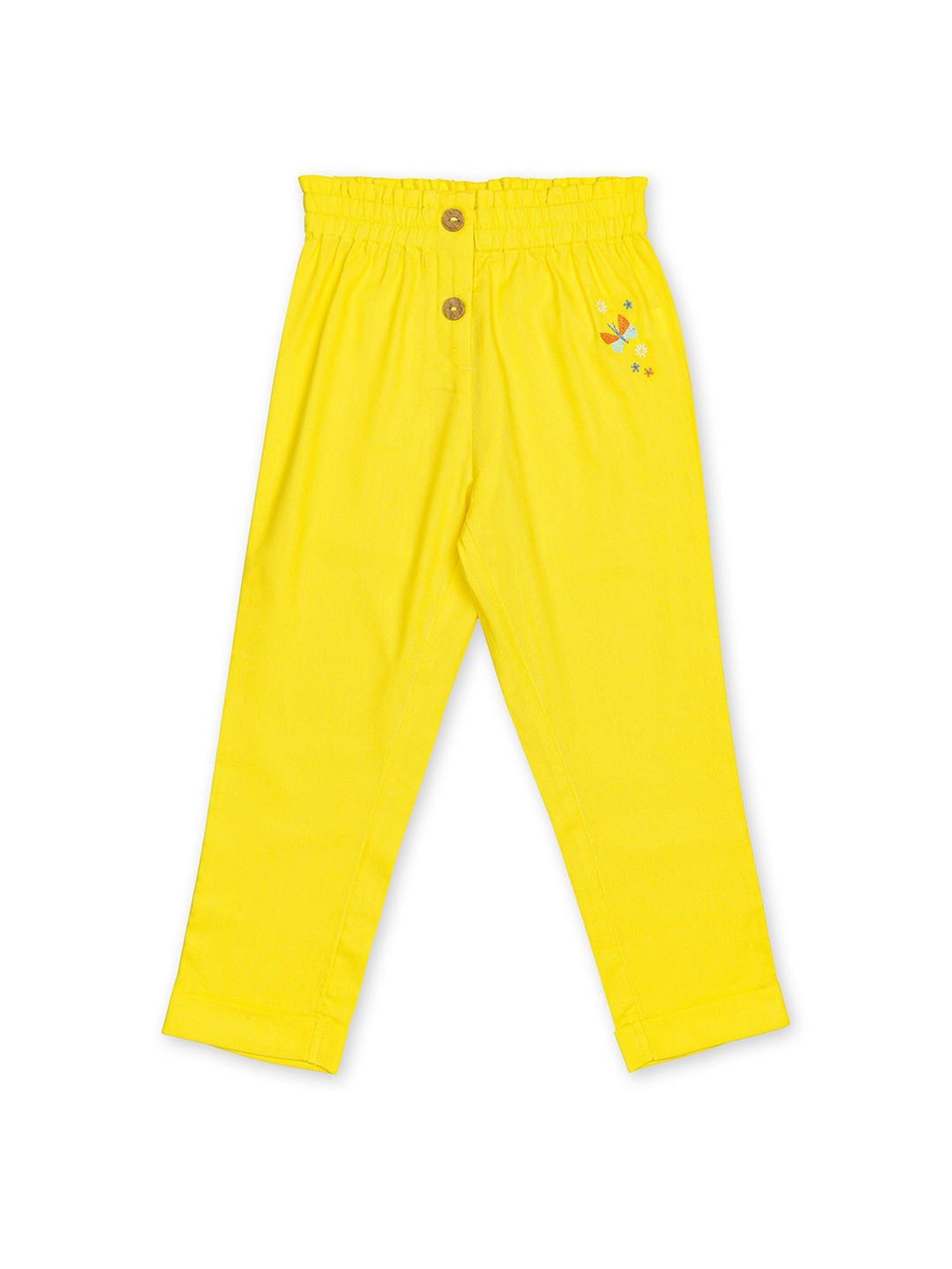 H by Hamleys Girls Yellow Solid Trousers