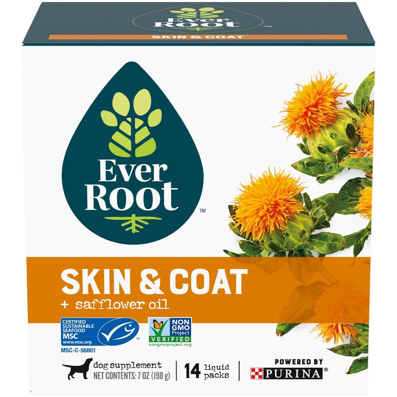 Purina EverRoot Natural, Organic Skin & Coat Dog Supplement Liquid Packs - 14ct