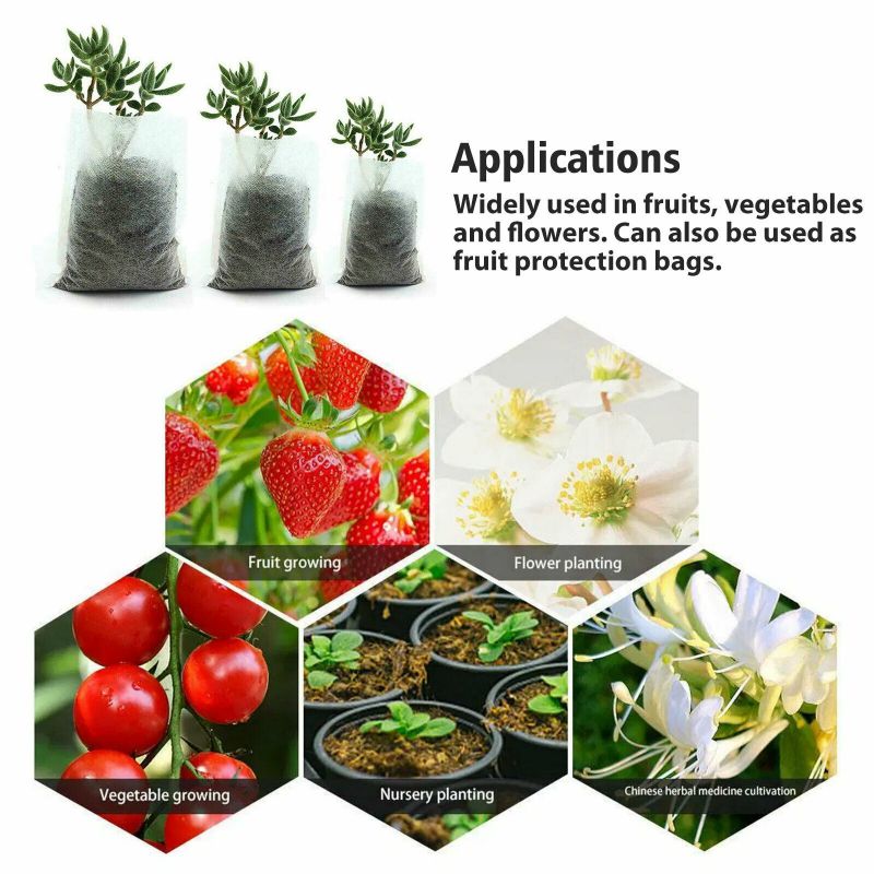 100PCS Biodegradable Non-woven Nursery Bags Plant Grow Planting Seedling Pot US