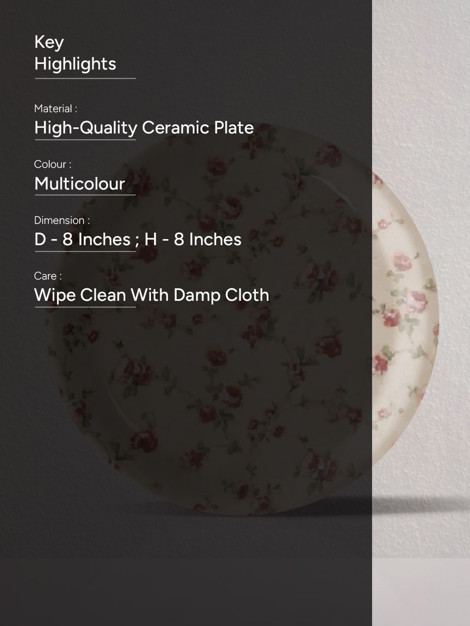 Nestroots English Dainty Flower Multicolor Porcelain Wall Plate