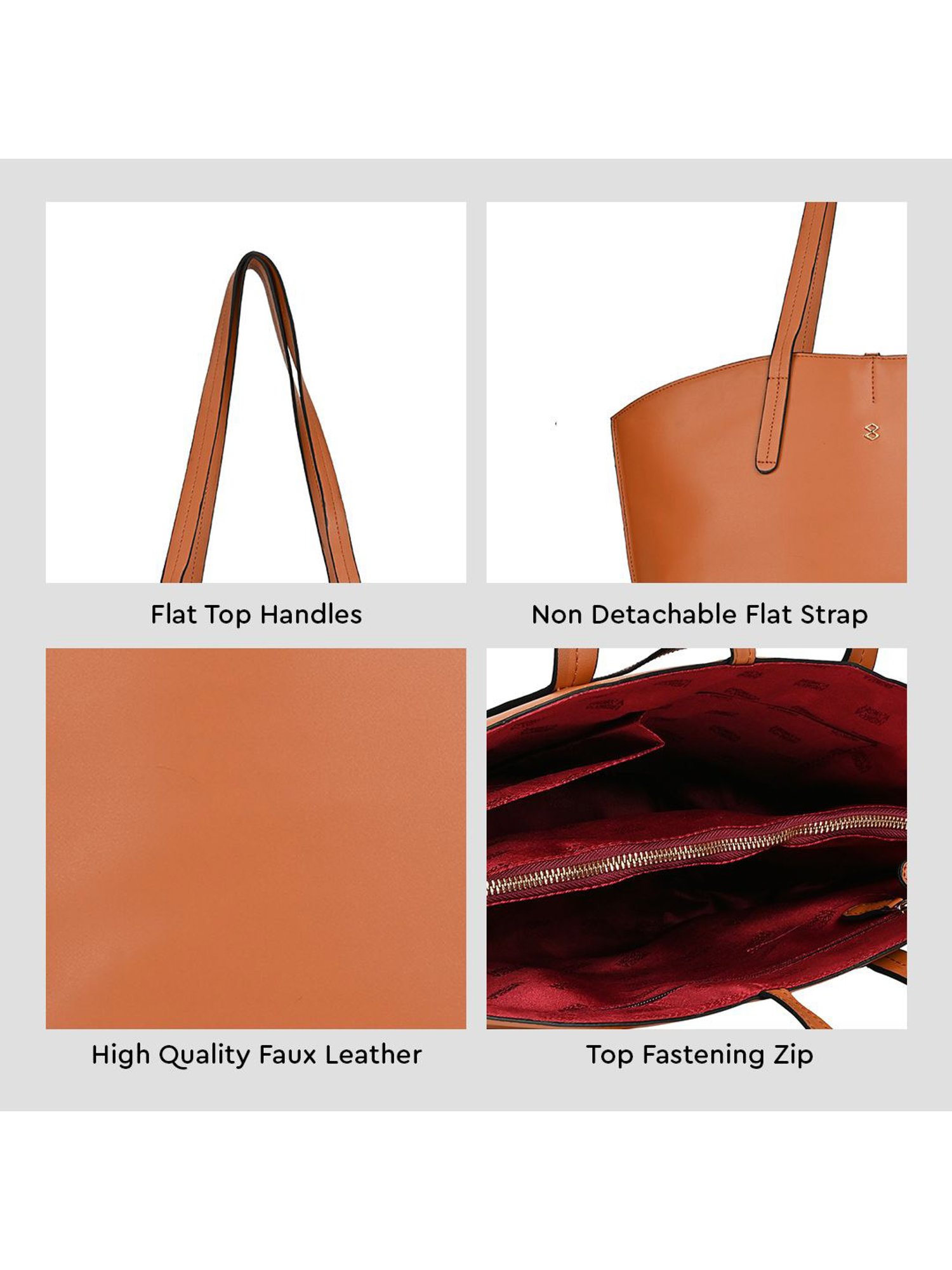 Horra Tan Solid Tote Handbag