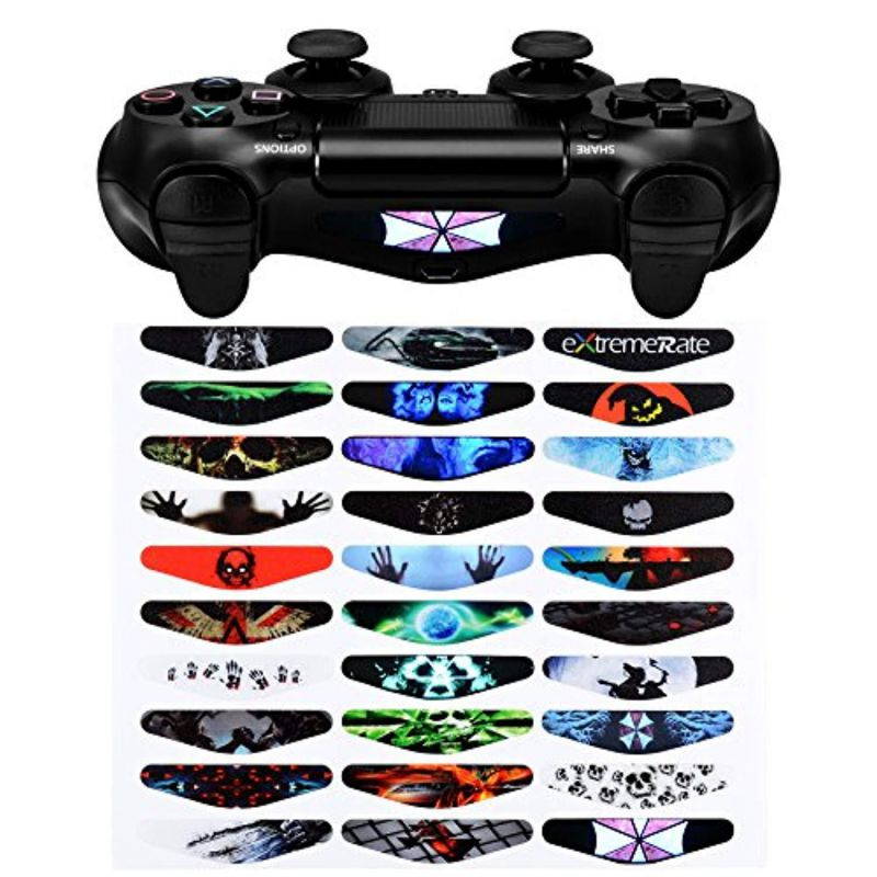 extremerate light bar decal stickers set of 30 different pcs for ps4 playstation 4 ps4 ps4 slim ps4 pro controller - color prin