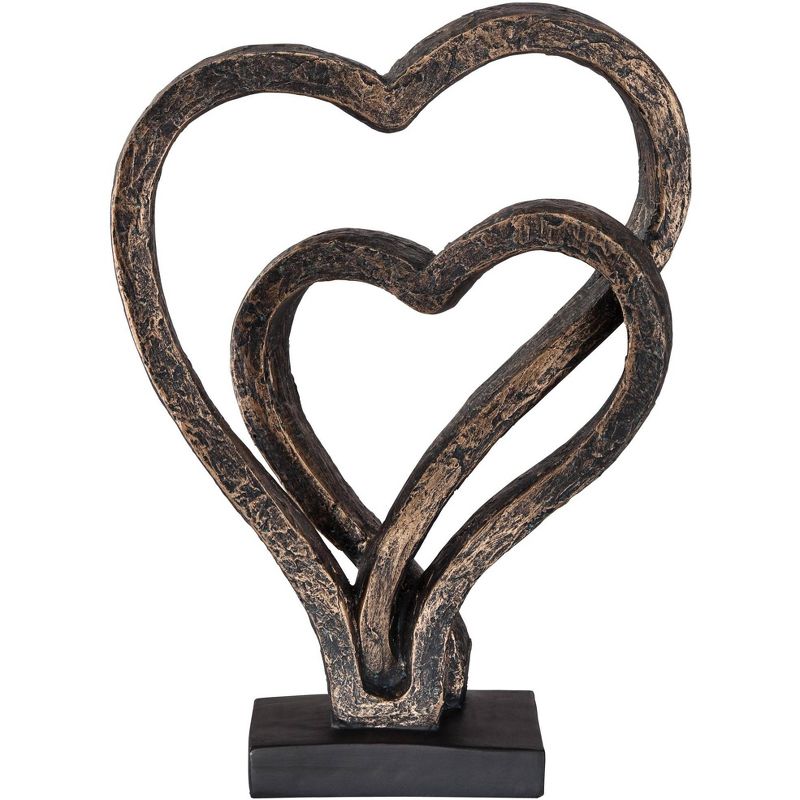 Kensington Hill Interlocking Hearts 11 3/4" High Bronze Finish Sculpture