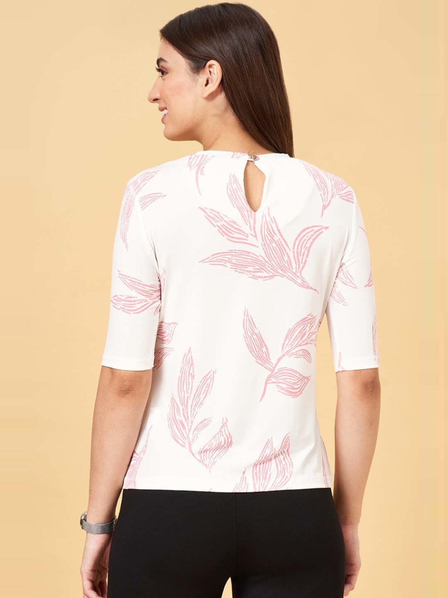 Annabelle by Pantaloons White & Pink Printed Top