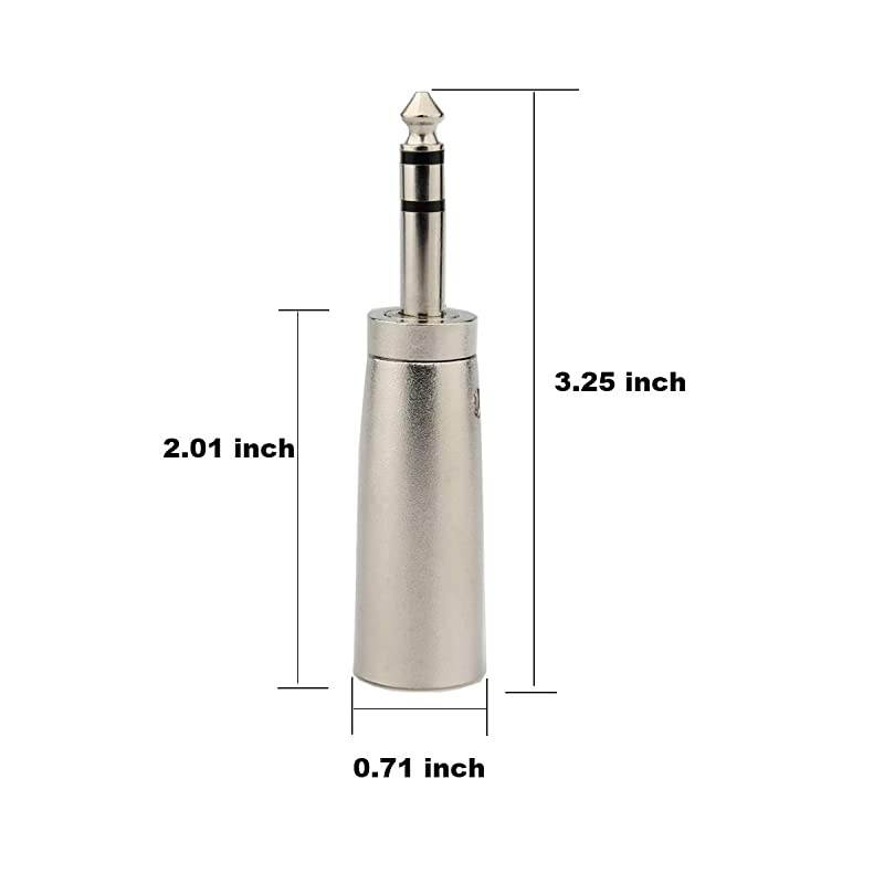 XLR Male to 1/4 Adapter, 6.35mm TRS Stereo Plug to XLR Male Audio Adapter Gender Changer Connector, Silver, 1 Pack -