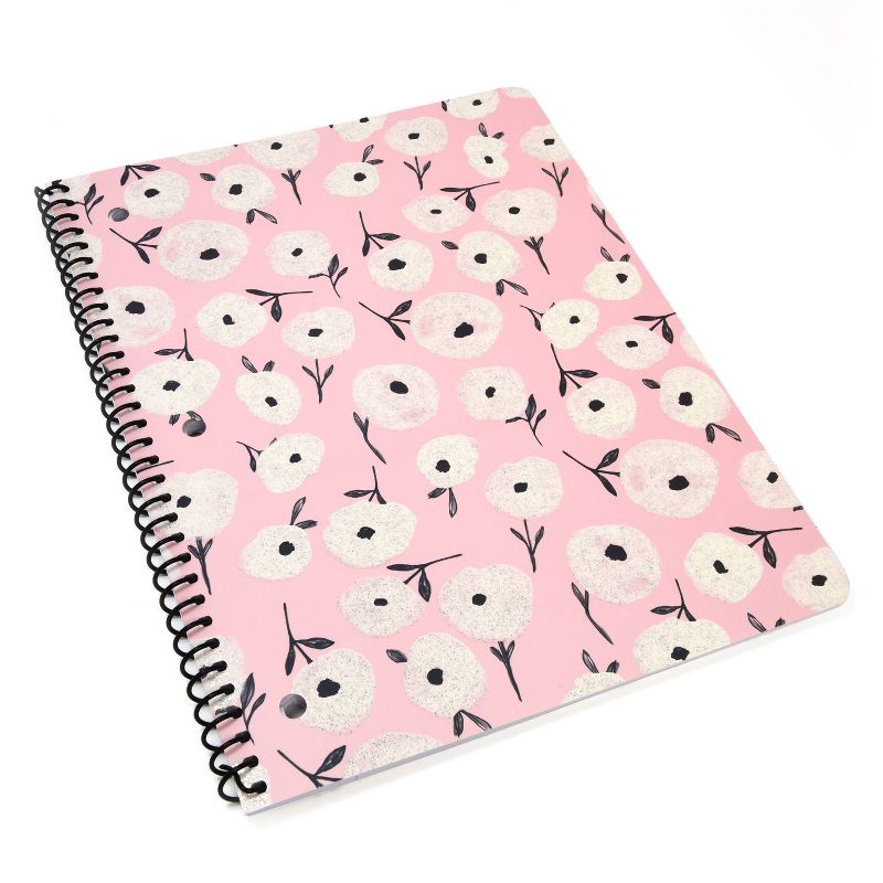 Spiral Notebook 1 Subject Wide Ruled Pink/White Floral - Gartner Studios