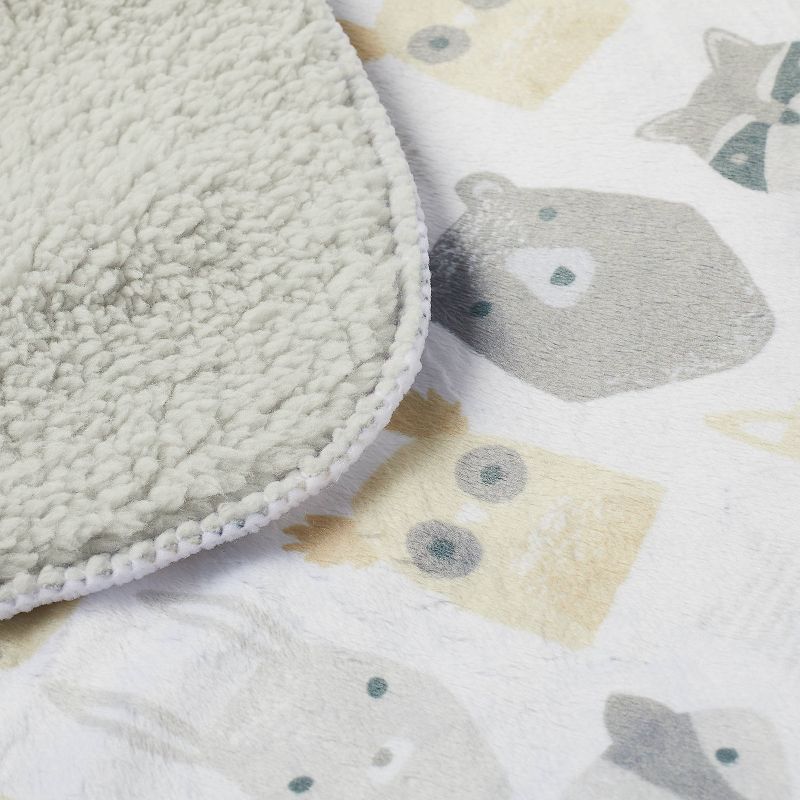 Plush Velboa Baby Blanket Woodland Animals - Cloud Island™ Gray