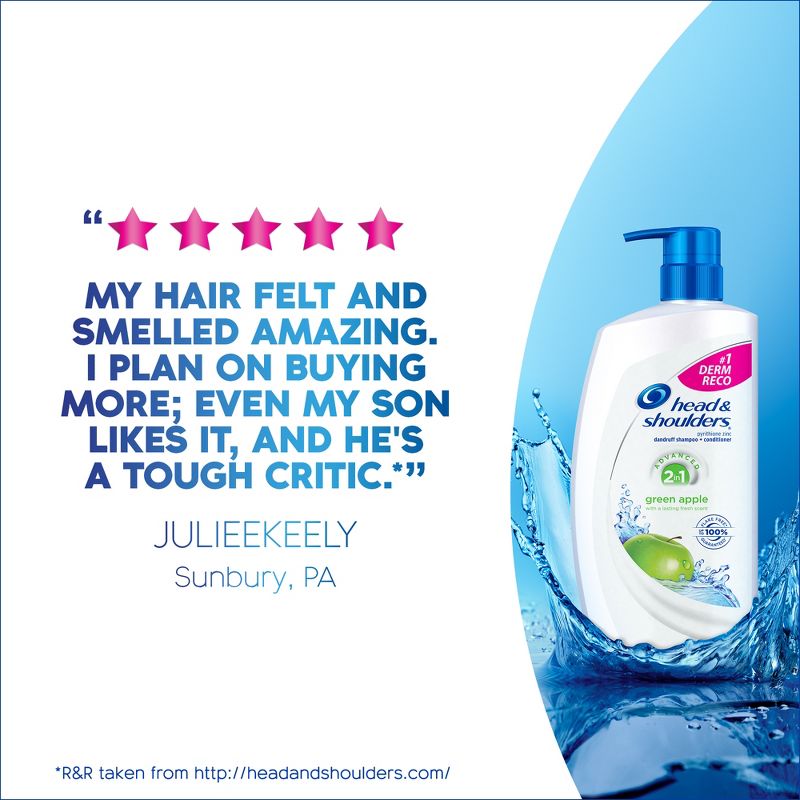 Head and Shoulders Green Apple Anti-Dandruff Paraben Free 2 In 1 Shampoo and Conditioner - 32.1oz